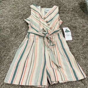 NWT Rare Editions Big Girls Belted Sleeveless Romper size 16